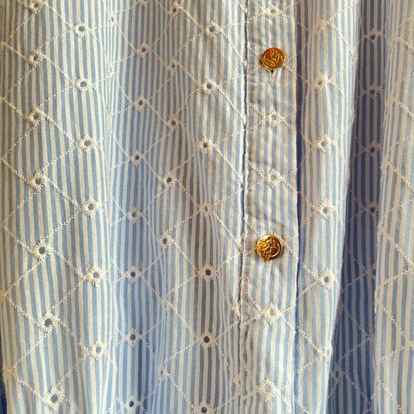 NWT Draper James RSVP puff sleeve blue eyelet shirt dress sz Large - Picture 6 of 11